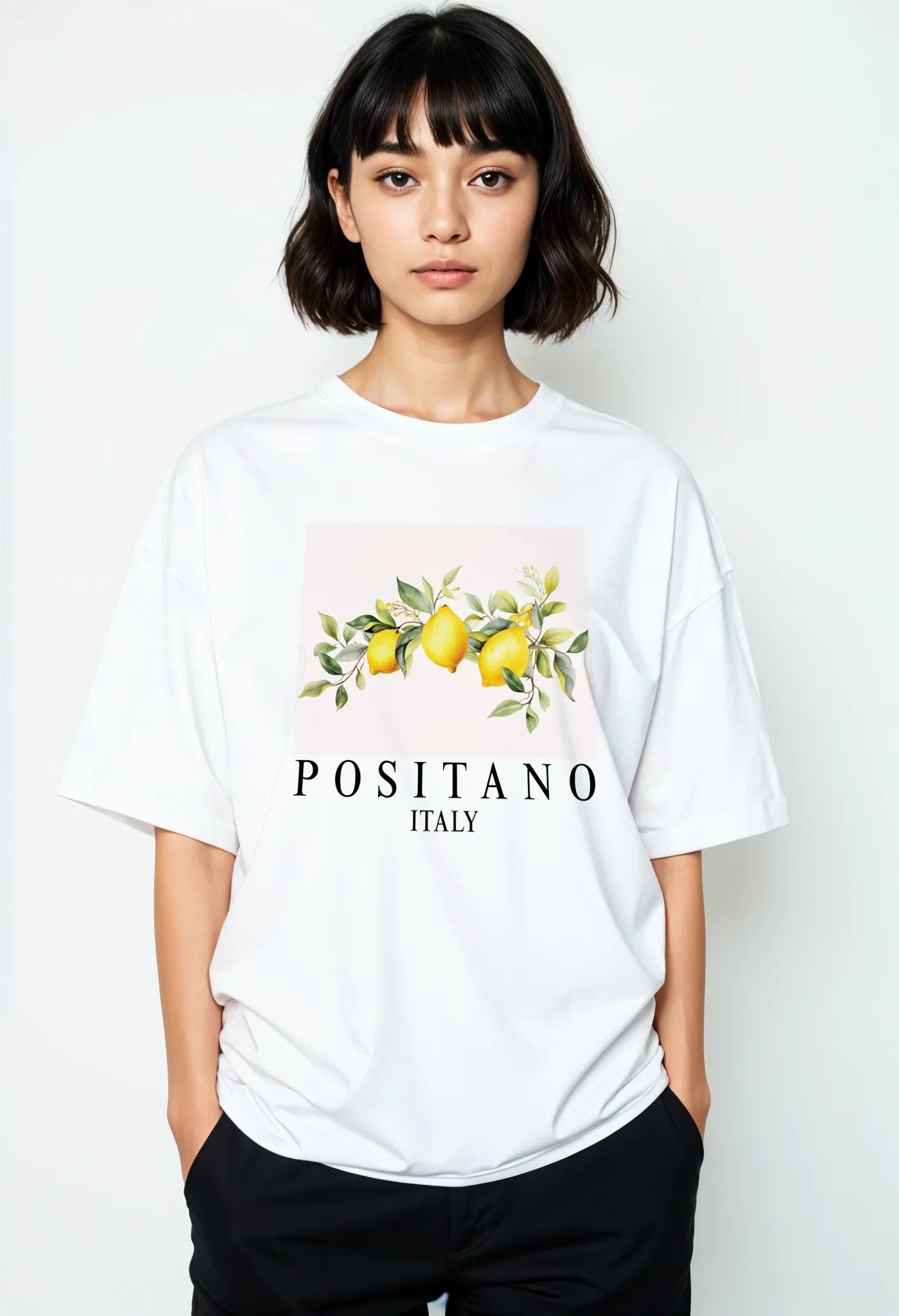 Empulse™ Positano Sorona tee styled casually by female model in white tee and green pants